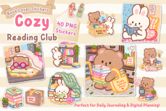 Download Cozy Reading Club Stickers for GoodNotes - Premium Resources