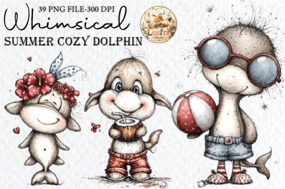 Download Whimsical Summer Cozy Dolphin Clipart - Dolphin clipart Collection