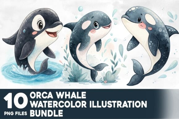 Download Orca Whale Watercolor Bundle - Orca Collection