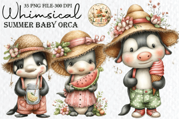 Download Whimsical Summer Baby Orca Clipart - Orca Collection