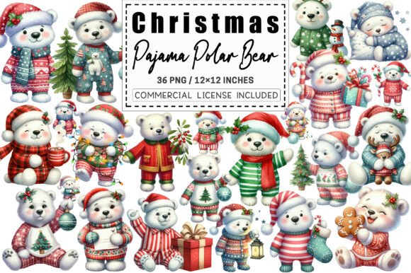 Download Christmas Pajama Polar Bear Clipart. - Polar bear clipart Collection