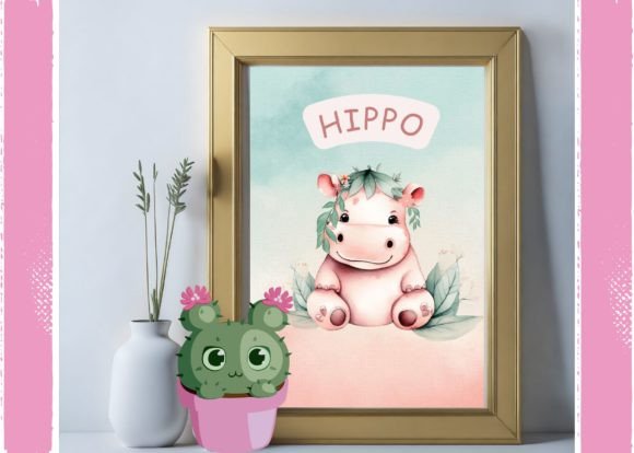 Download Hippo Watercolour Nursery Wall Art - Nursery wall art Collection