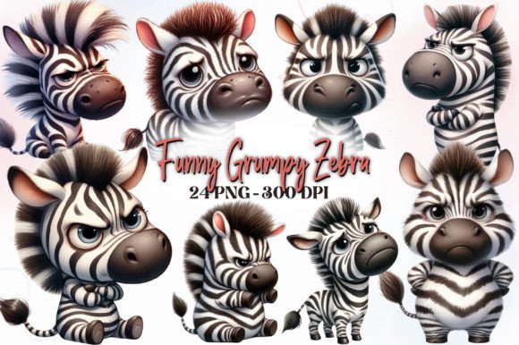 Download Funny Grumpy Zebra Watercolor Clipart - Zebra Collection