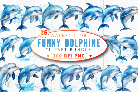 Download Funny Dolphin Clipart Bundle - Dolphin clipart Collection