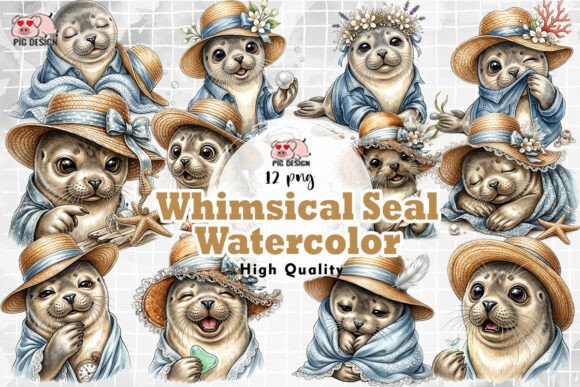 Download Whimsical Seal Watercolor Art PNG - Seal Collection