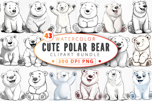 Download Funny Cute Polar Bear Clipart Bundle - Polar bear clipart Collection