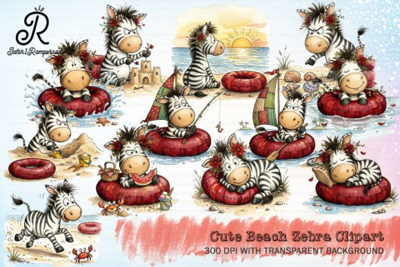 Download Cute Beach Zebra Clipart - Zebra Collection